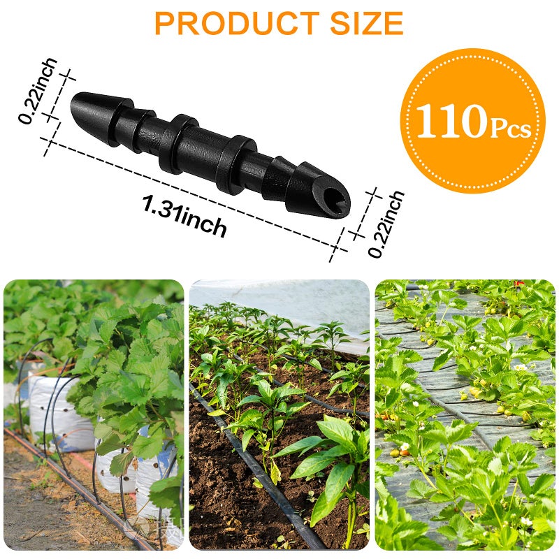 iMopo Drip Irrigation Coupling Fittings-110 Pieces Couplers for 1/4    Tubing,Barbed Connectors for Drip or Sprinkler systems - Image 2